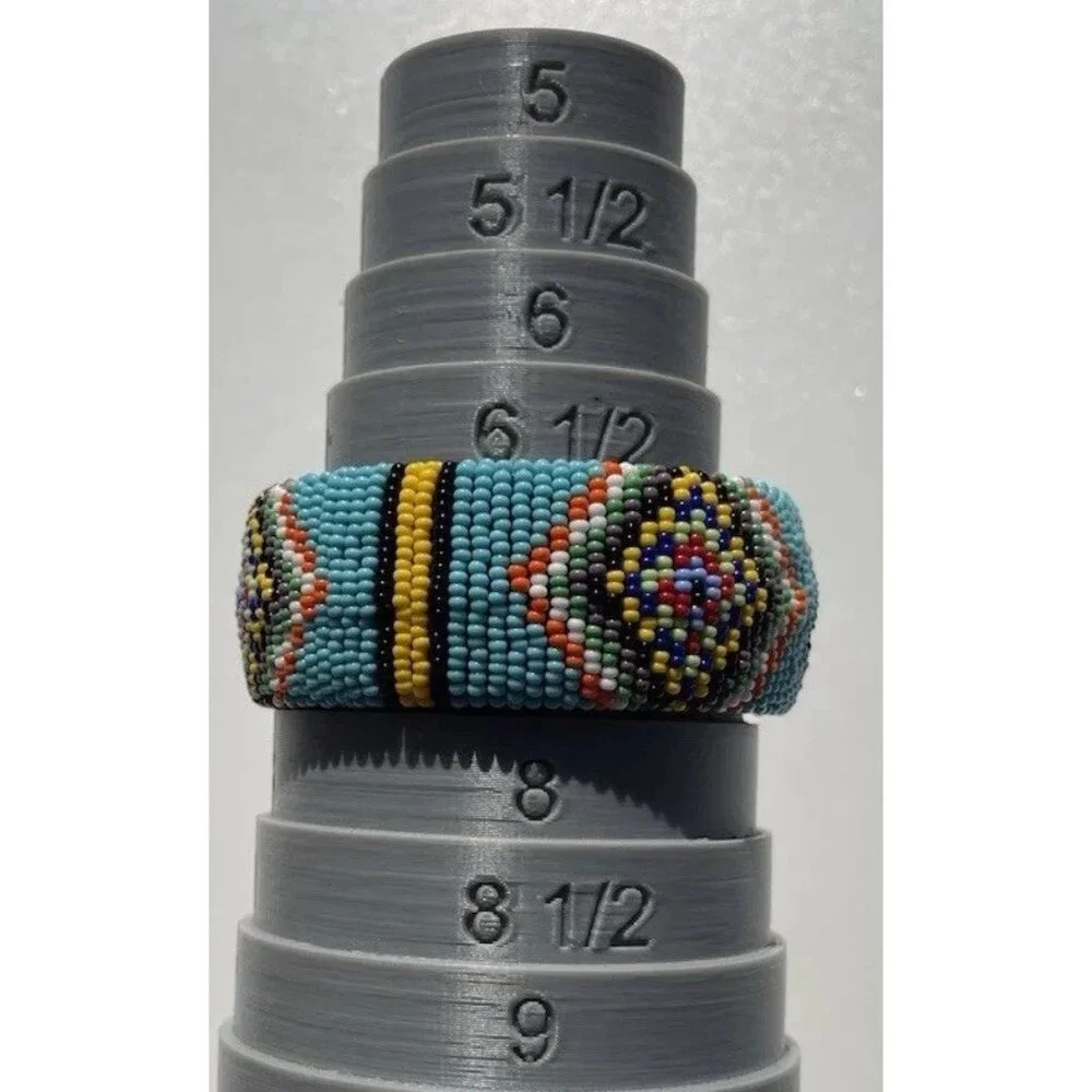 Vintage Handmade Navajo Indian Beaded Bracelet White Blue Red Yellow Sz 7.5”
